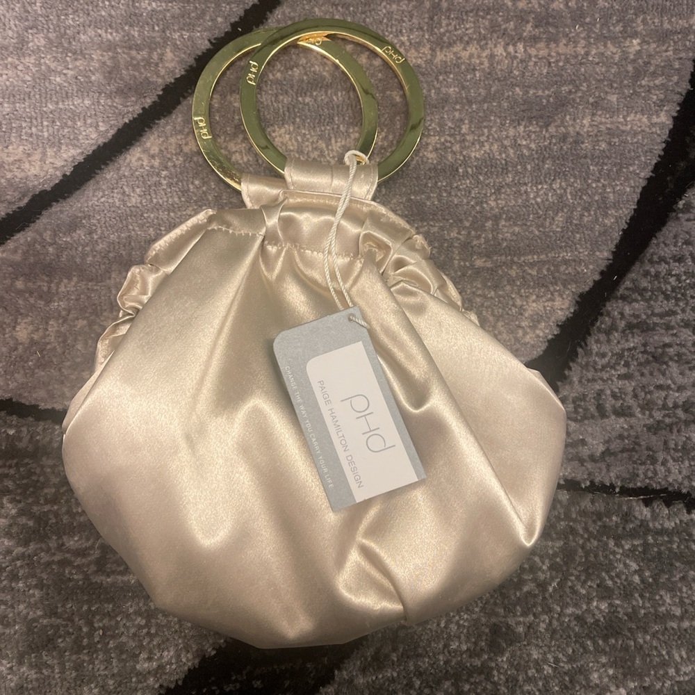 Cream and Gold phd designer Italian Treated Nylon Women's Clutch
